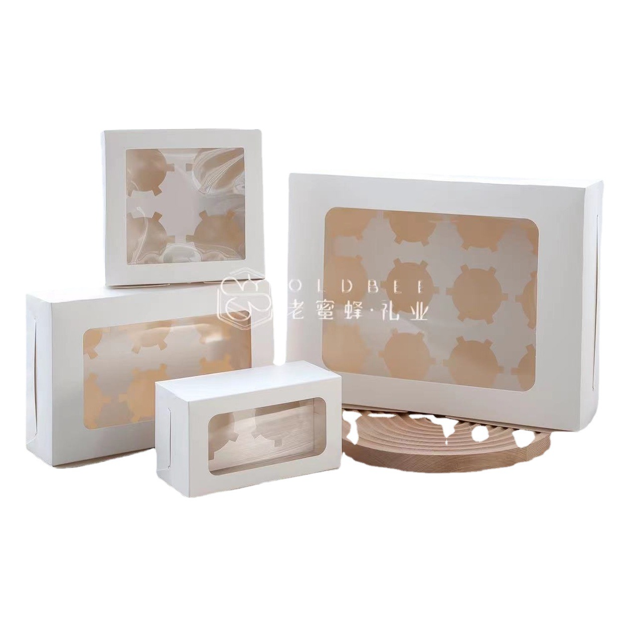 Thickened White Card 1/2/4/6/12 Window Maffen box Amazon cake box Kindergarten Cupcake box