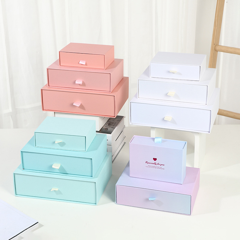 New Small Jewelry Display Box Jewelry Pull-Out Box Drawer Gift Box Skin Care Product Packaging Box Empty Box