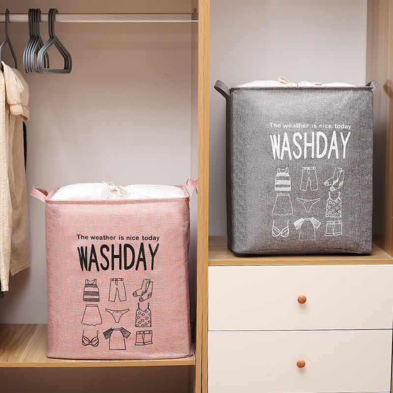 Picture of Storage Bag Big Mac Large Fabric Dirty Clothes Blue Cotton Quilt Storage Basket Household Storage Frame Clothes Finishing Storage Blue