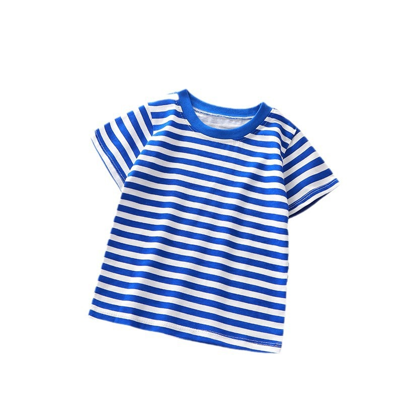 Picture of New children's T-shirt summer short sleeve cotton boys and girls single baby base shirt manufacturers wholesale stripes