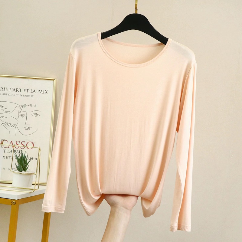Picture of Modal Base Shirt Women's Inner Long Sleeve Thin Round Neck Autumn Clothes Large Size 2022 Autumn New Top Spring and Autumn
