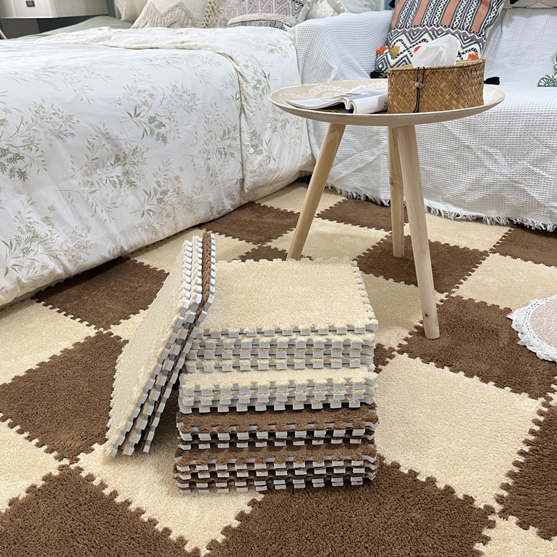 Picture of Plush room stitching carpet bedroom living room 2023 New ins style bedside blanket full floor mat cushion home