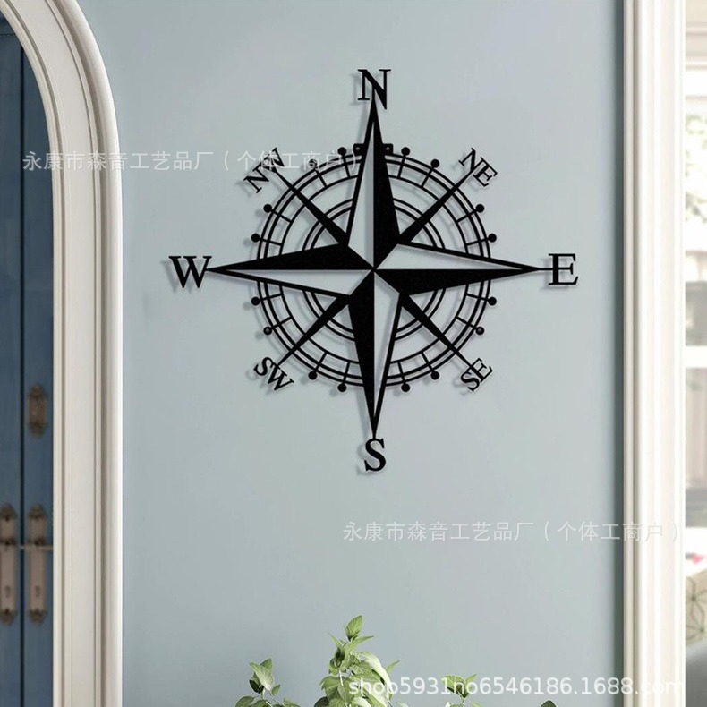 Hallway background wall decoration laser cutting silhouette navigation compass crafts wall decoration cross-border hot sale pendant