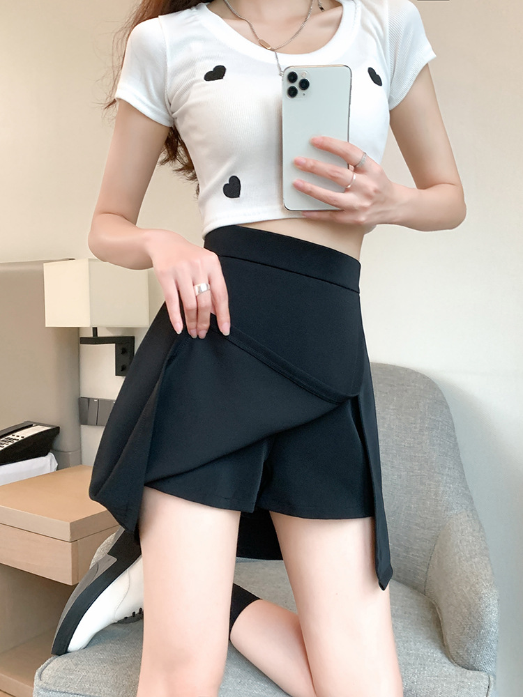 High Waist Skirt Women's 2024 Summer New Side Split Hip chubby girl plus size Hip Covering A- Shaped Suit Short Skirt