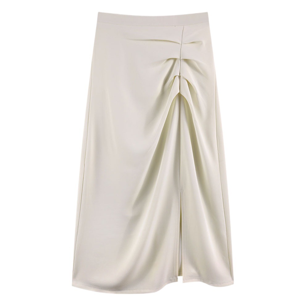New Irregular Chiffon Suit Skirt Women's Summer Slim Pleated Hip Skirt Mid-length Split A- line Skirt