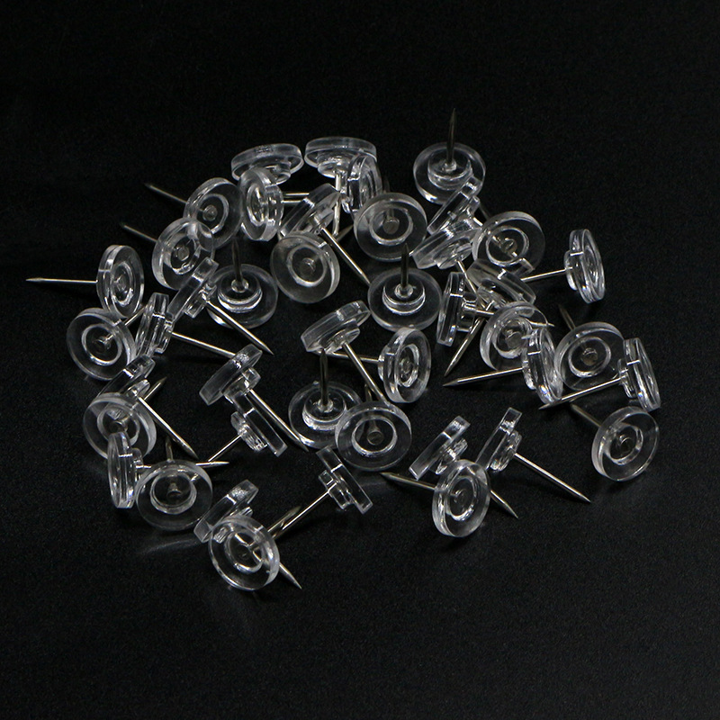 Picture of Wholesale Transparent White Black Round Flat Head Thumbtacks for Home Fixing, Office Cultural Wall Decoration Push Pins