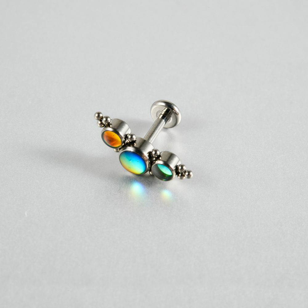 Picture of G23 Titanium Alloy Candy Color Opal Lip Nails Oil Drop Lip Nails Exploding Curved Ear Bone Nails Body Piercing Spot