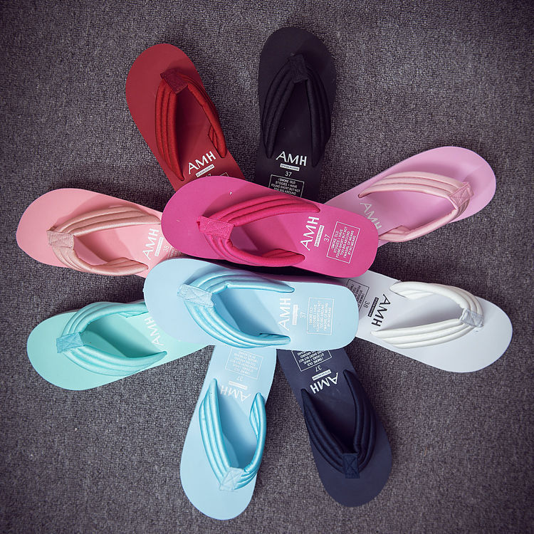 2019 New Summer Korean Style Flip-Flops for Women Wedge Non-Slip Beach Flip-Flops for Women Manufacturer Wholesale Direct Sales