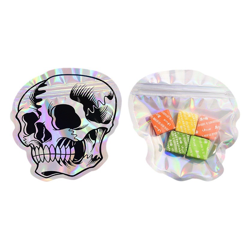 Halloween Skull Candy Packaging Bag Cross-border Shaped Laser Bag Ghost Festival Party Gift Yin and Yang Self-sealing Bag