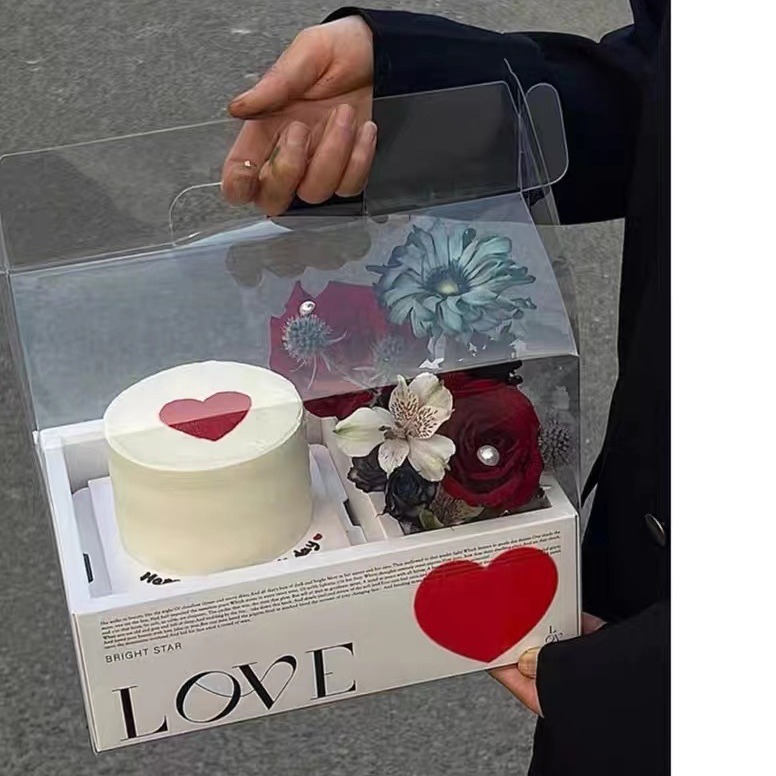 Yixing Transparent PVC Flower Cake Hand Box Laminated Waterproof Fruit Gift Box Baking Box