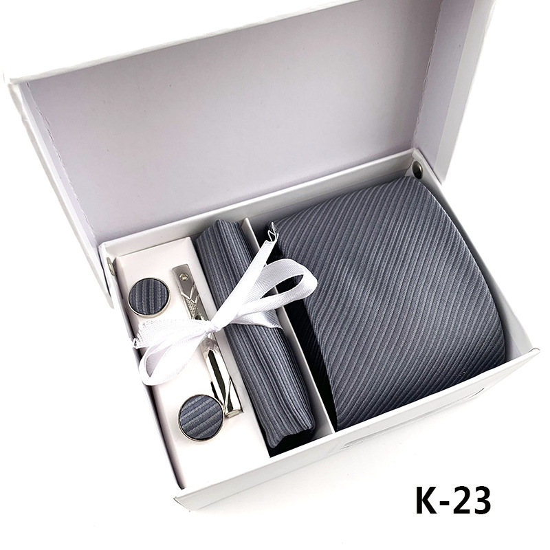Picture of Manufacturers wholesale men's tie in stock gift box 6 pieces suit group tie business formal tie