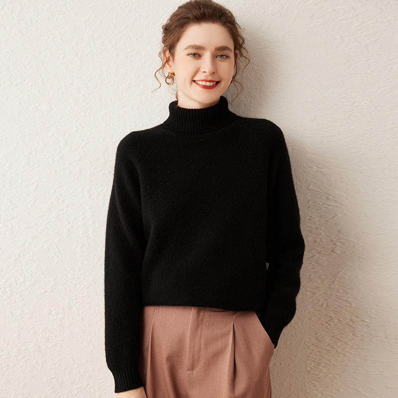 Picture of Autumn and Winter New Cashmere Turtleneck Cashmere Sweater Women's 2024 Loose Thickened Pullover Sweater Wool Knitted Base Shirt