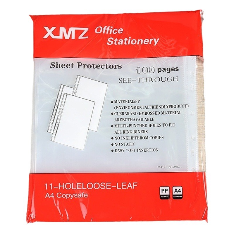 11 hole file bag A4 transparent loose-leaf inner page bag 3 hole 4 hole folder storage protective film File bag wholesale