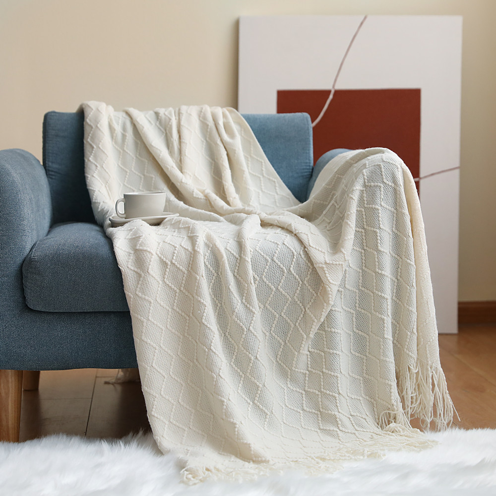 Picture of INS Sofa blanket Cover blanket Knitted Small blanket Diamond Nap blanket Air-conditioning blanket Bed Cover blanket Lunch Break blanket