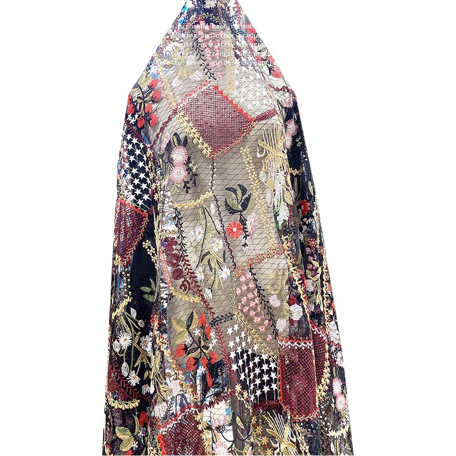 Flower High 130CM Explosions Embroidered Fabric Mesh dress Good Purchase Beauty Sense Polyester Multicolor Pit Embroidered Fabric