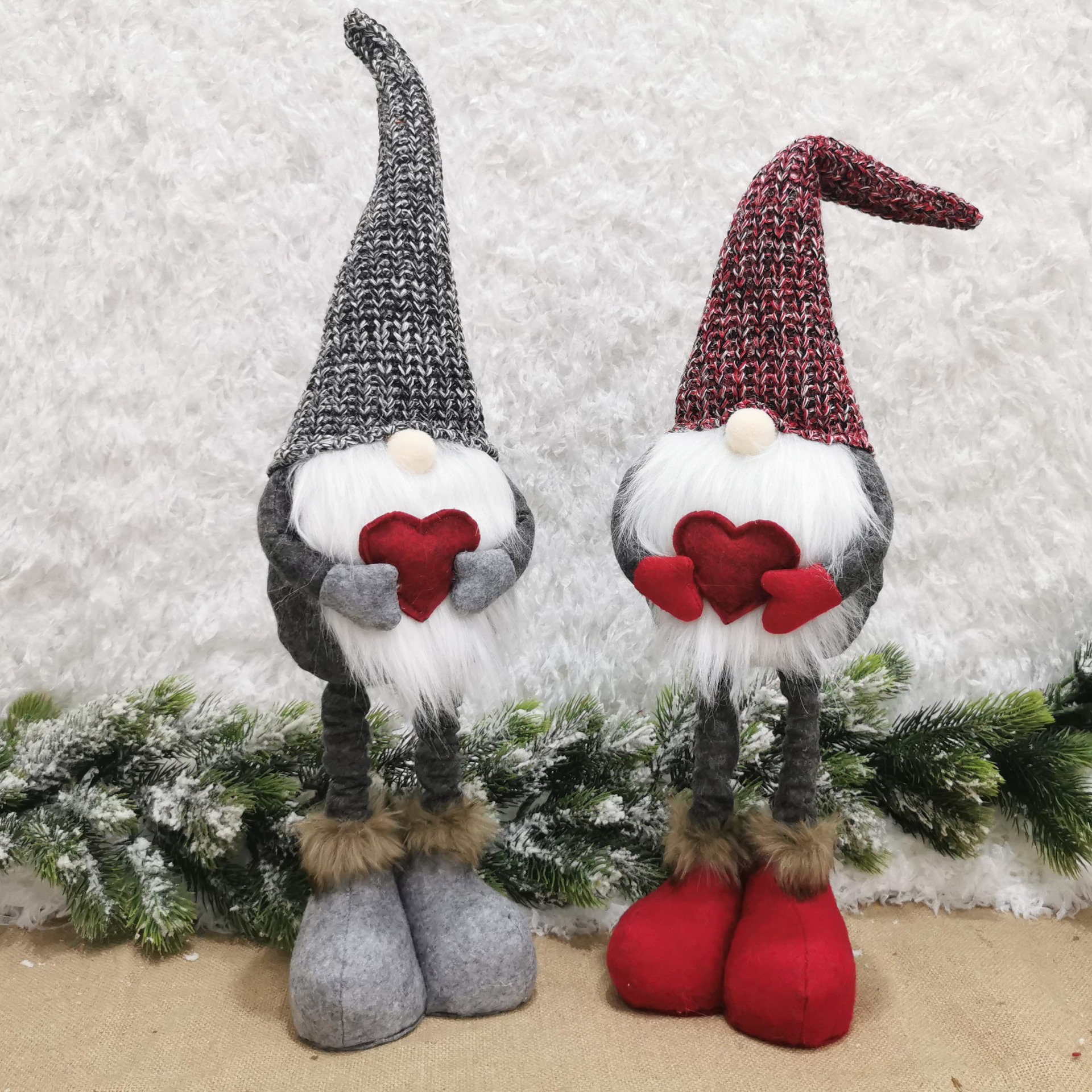 Cross-Border Love Faceless Old Man Doll Knitted Red and Gray Love Knitted Telescopic Faceless Doll Nordic Style Elf
