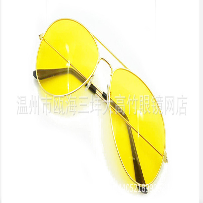 Picture of 3026 Metal Night Vision Goggles Driver Night Vision Goggles Pilot Sunglasses Toad Mirror Clear Gold Edge Large Frame