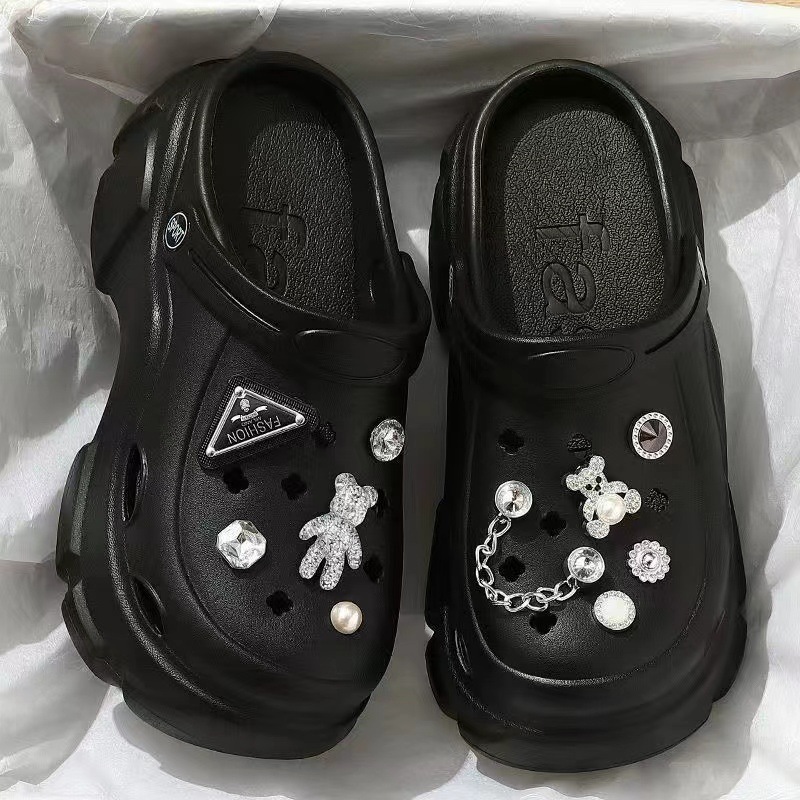 Ultra-Thick Popular Sweat-Resistant Dog Hole Shoes for Women 2023 Thick-Soled Beach Shoes Internet Celebrity Height-Increasing Sandals for Outdoor Wear Wholesale