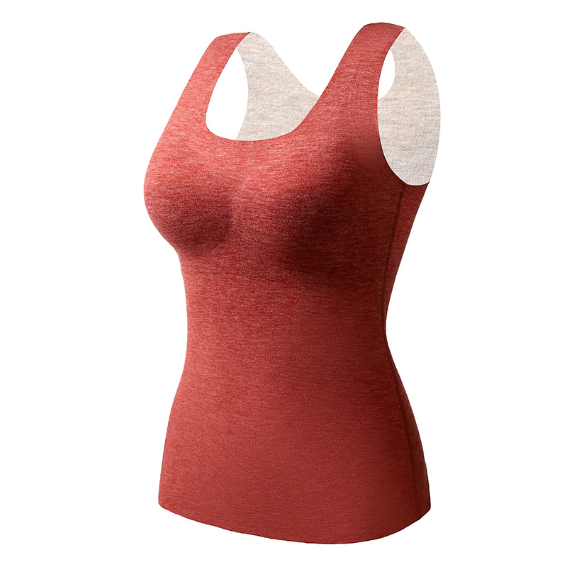 Picture of Velvet Thermal Underwear Vest Seamless Thermal Top fleece-lined Slim-fit Inner Wearing Outer Wearing Fixed Chest Pad Cashmere Silk