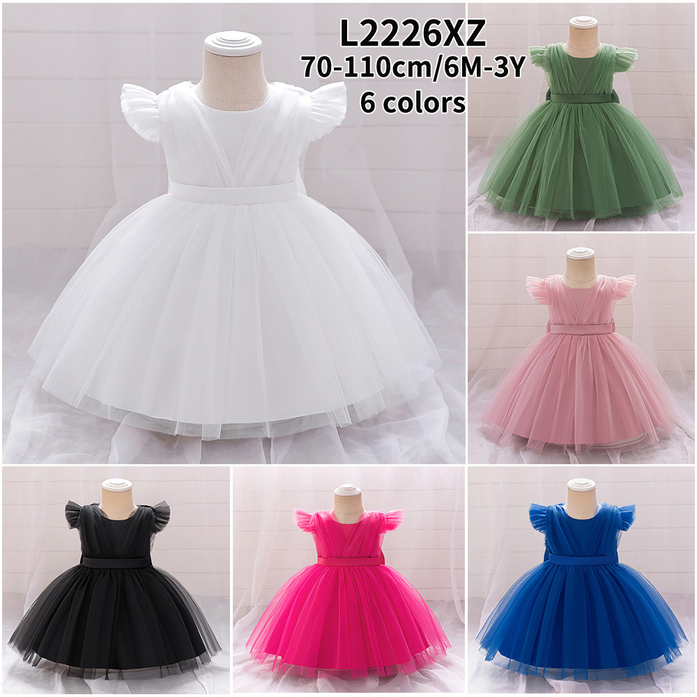 Picture of Cross-border Children's Princess Dress Small Flying Sleeves Flower Children's Puffy Mesh Girls' Dress Baby's One-year-old Wash Party Dress
