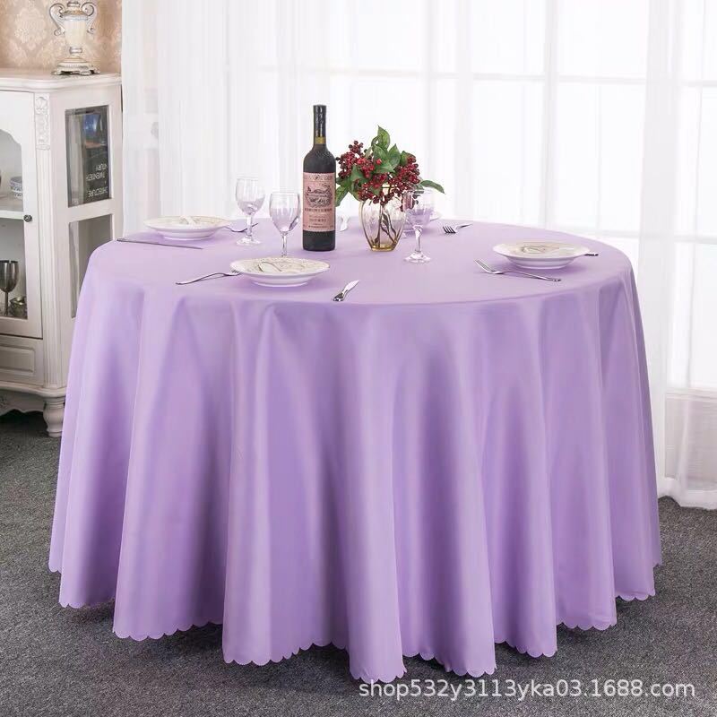 Picture of Large Round Table Restaurant Tablecloth Hotel Restaurant Banquet Family Usable Round Wedding European Tablecloth Table Cover Cross-Border