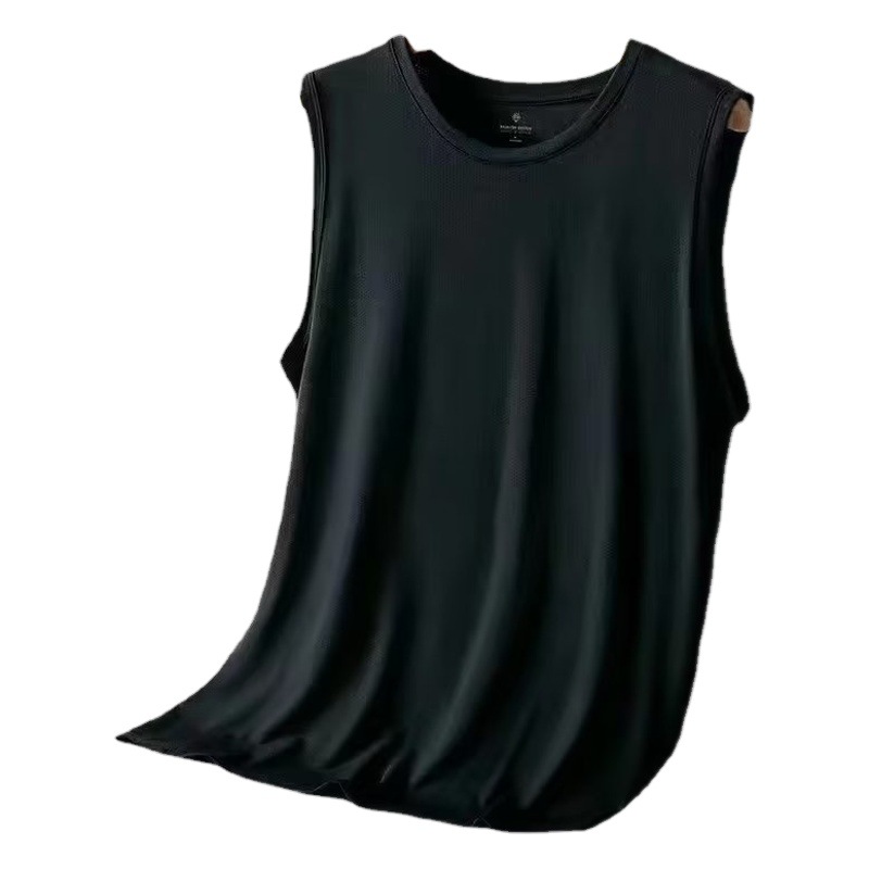Wholesale Sports Vest Men's Ice Silk Quick-Drying Mesh Wide Shoulder Bottoming Fitness Top Summer Thin Sleeveless T-Shirt Trbottomy