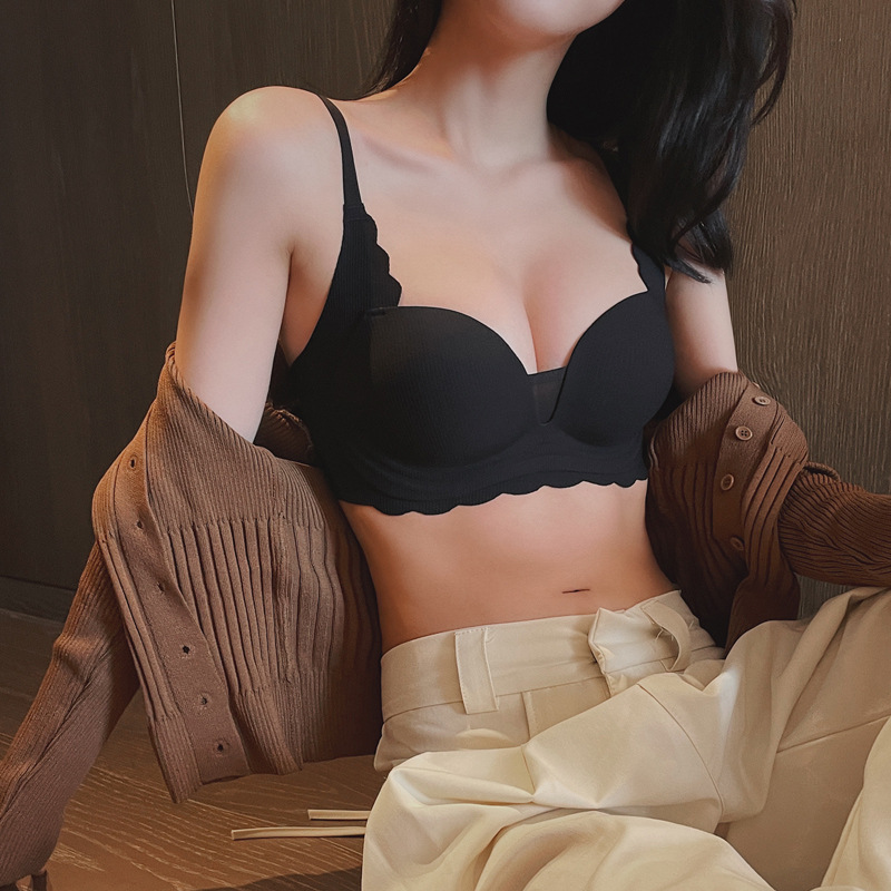 Bra small chest push up upper support anti-sagging breast-contracting adjustable seamless wireless sexy chest-flattering underwear