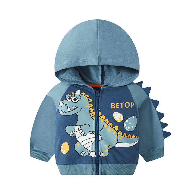 Picture of Korean version of boys dinosaur printed hooded zipper shirt children's sweater coat children's spring new generation of hair
