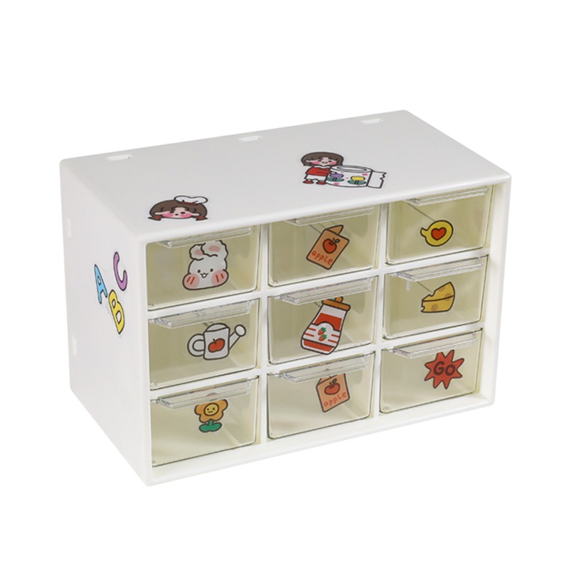 ZT0039 Student ins Jiugongge Pull-out Dustproof Storage Box Desktop Cosmetics Stationery Jewelry Six Palace