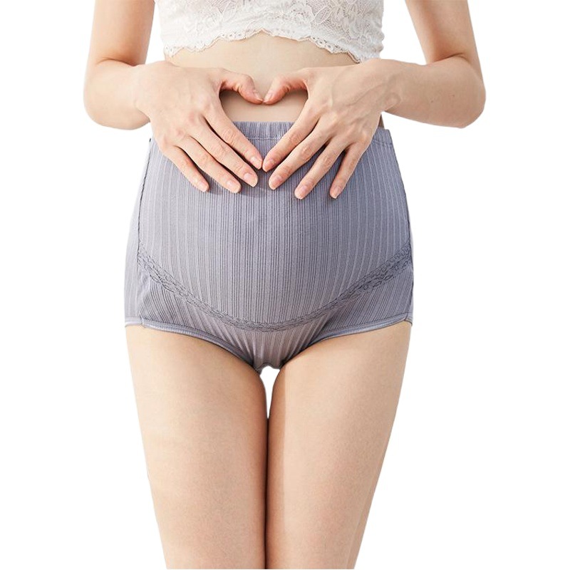 Maternity Underwear Large Size Breathable High Waist Belly Support Adjustable Pregnancy Lace Combed Cotton Ribbed Briefs Manufacturer