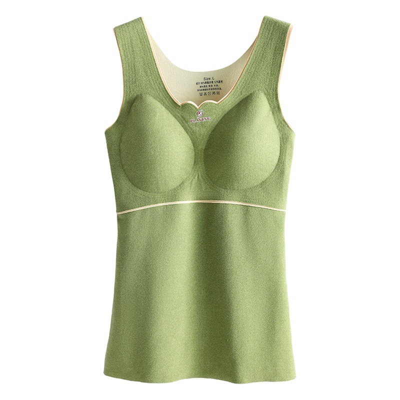 New Style Oxygen-friendly 2.0 Velvet Seamless Warm Vest with Chest Pad Women's Velvet-lined Thickened Heating Underwear Vest