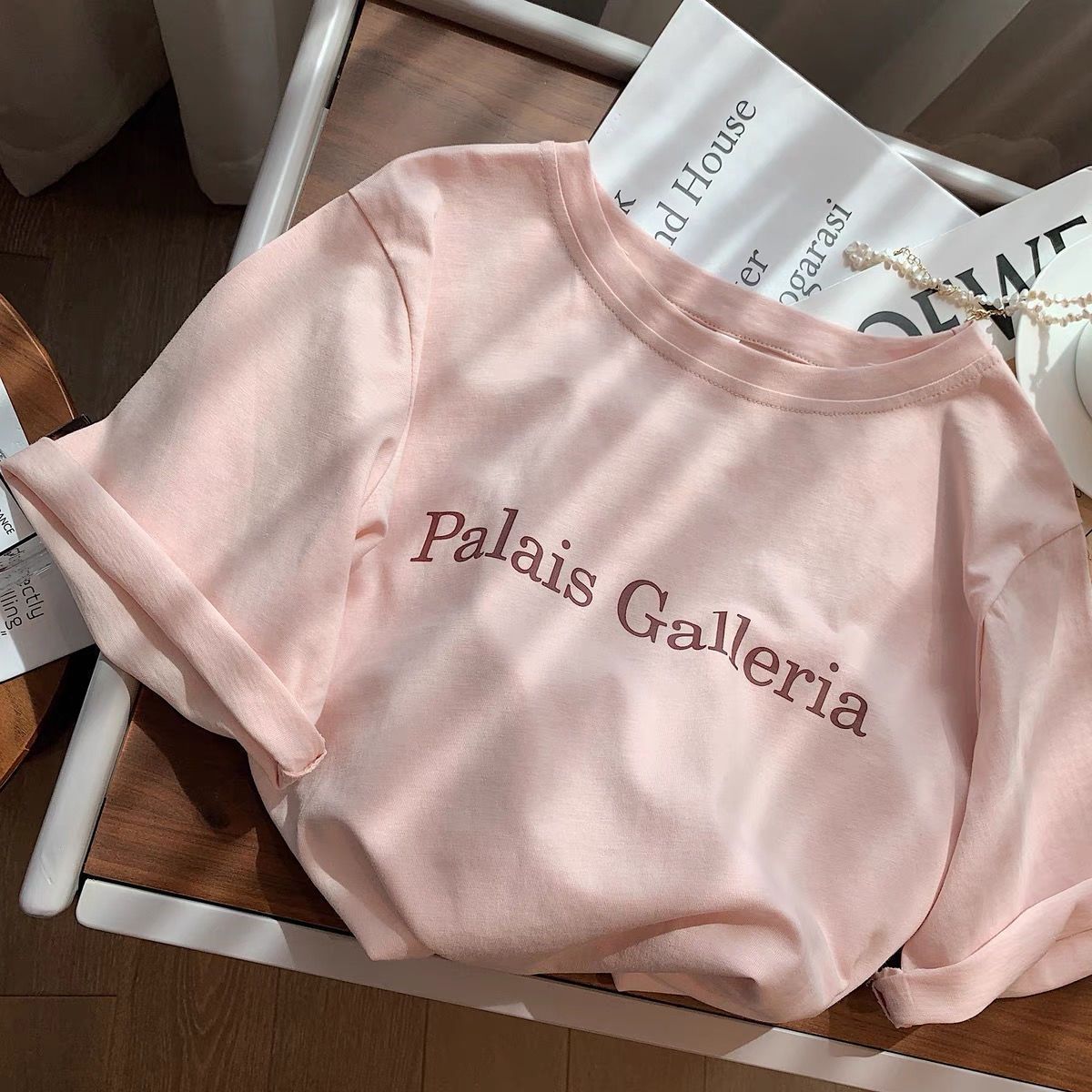 Pink Letter Simple Modal Short-sleeved T-shirt Women's 2024 Summer New Korean Style Loose All-match Sweet T-shirt Trendy