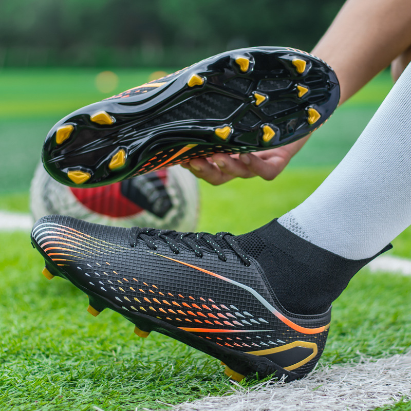 Cross-border high-top football shoes spikes adult male and female teenagers primary and secondary school students children broken nail training shoes