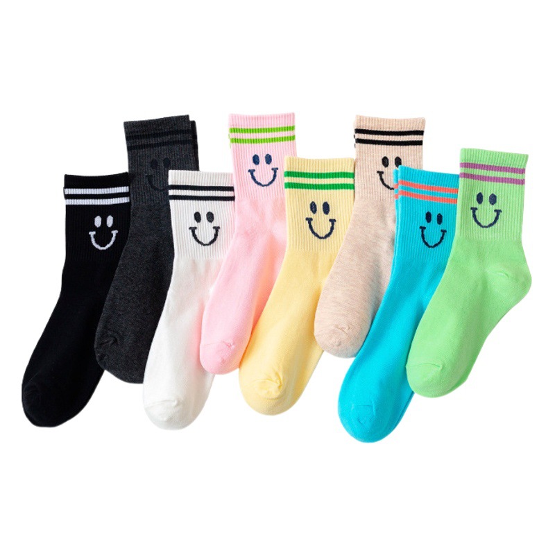 South Korea socks women's etna smiling face cartoon cotton socks four seasons college style striped sports dongdaemun socks