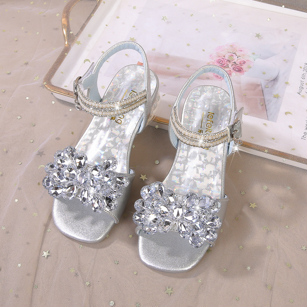 Summer Girl Princess Sandals Crystal Flower Child Sandals Children's Shoes Baby Girl Rhinestone Sandals Crystal Shoes
