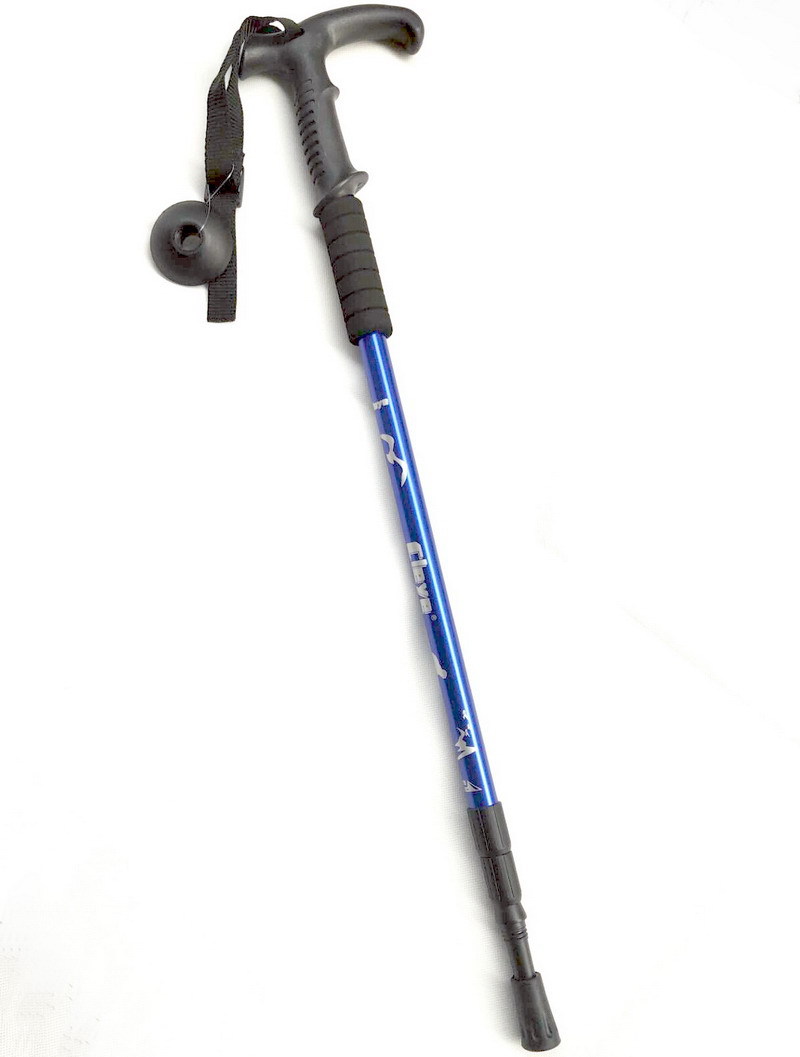 Picture of Cleye aluminum alloy three-section shock absorber T-handle straight handle trekking stick walking stick hiking outdoor supplies trekking stick
