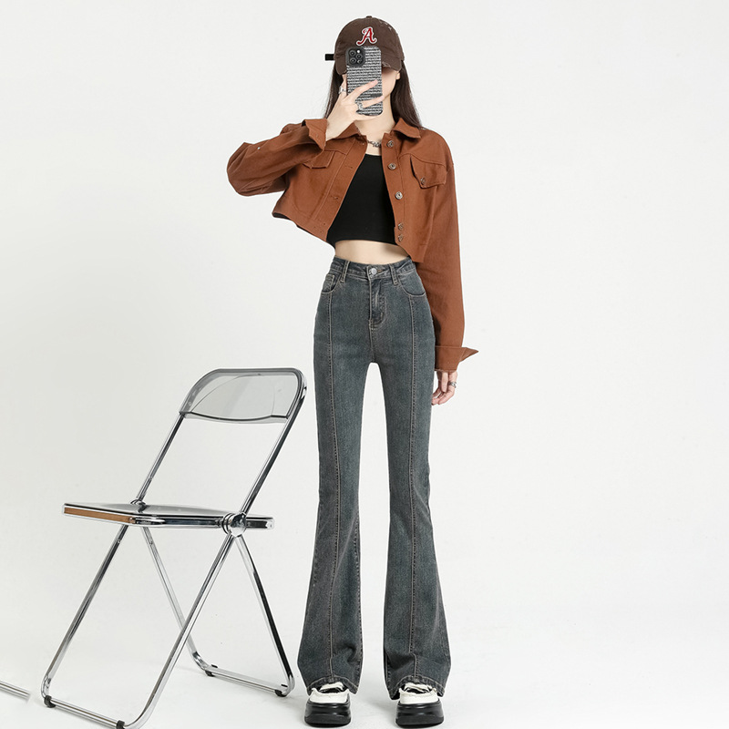 Picture of Micro-La Jeans Women's Autumn Wear 2023 New High Waist Slimming Black Tall Bell Pants for Children Spring and Autumn