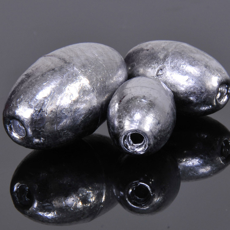 Picture of Aohu olive-shaped lead pendant pure lead production Tongxin fishing pendant fishing gear wholesale multiple grams