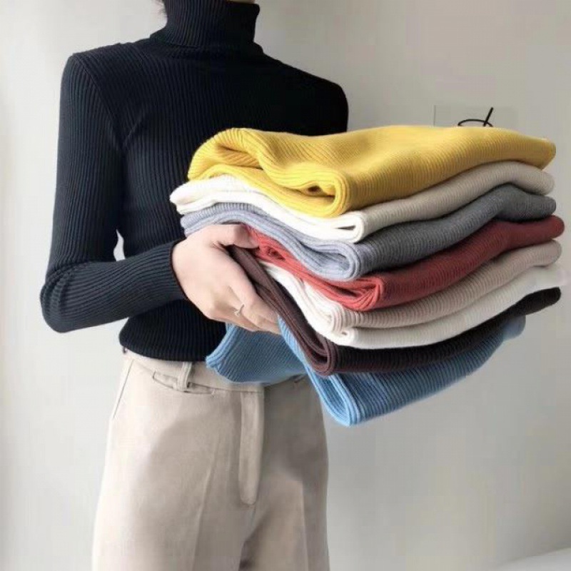 Picture of Autumn and Winter 2025 New Turtleneck Sweater Solid Color Long Sleeve Top Slim-fit Knitted Shirt Base Shirt Women's Styky Ins Trendy