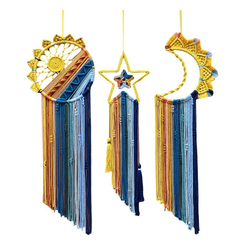 Amazon new colorful tassel Tapestry star Moon Sun dream catcher bohemian wall decoration tapestry