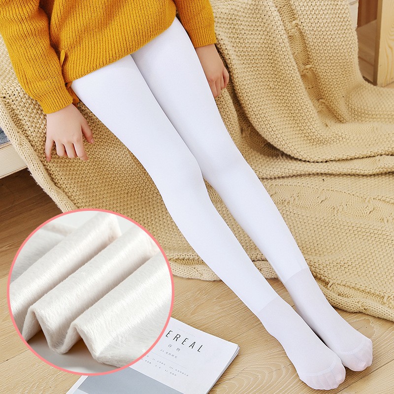 Picture of Wholesale children's autumn and winter fleece-lined thickened pantyhose generation hair girls dancing dragon claw hair white ballet dance socks