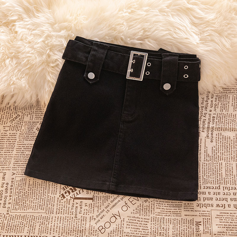Black High Waist Denim Half-length Skirt Women's 2024 Summer New Style Small Hot Girl Slim Hip Skirt Skirt
