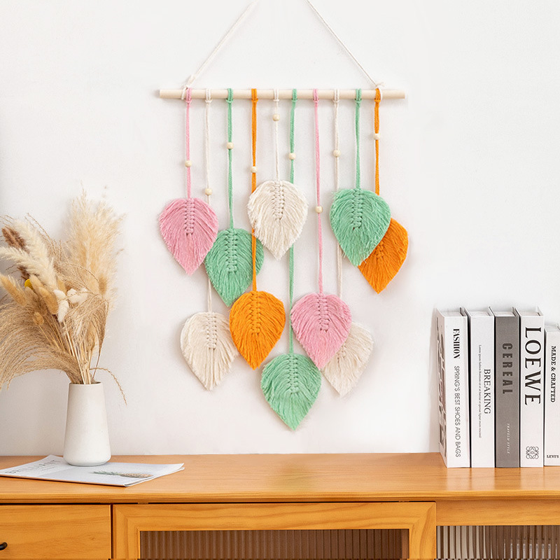 Picture of Cross-border new five-color ten-leaf hand-woven wall hanging leaf tapestry home wall decoration wall decoration