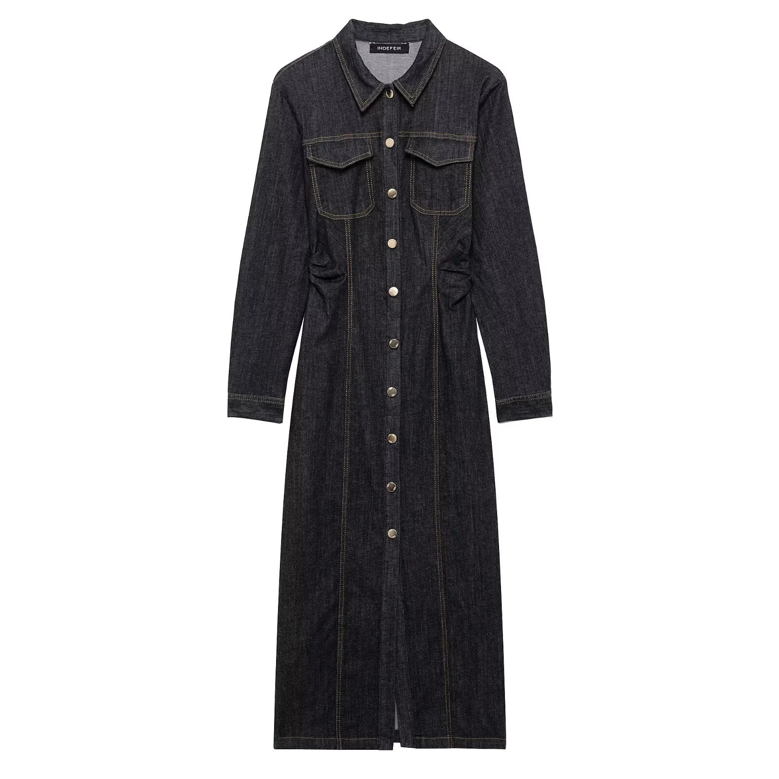 ZA cross-border women's clothing wholesale spring and autumn new retro commuter temperament Joker long Denim dress 2270576