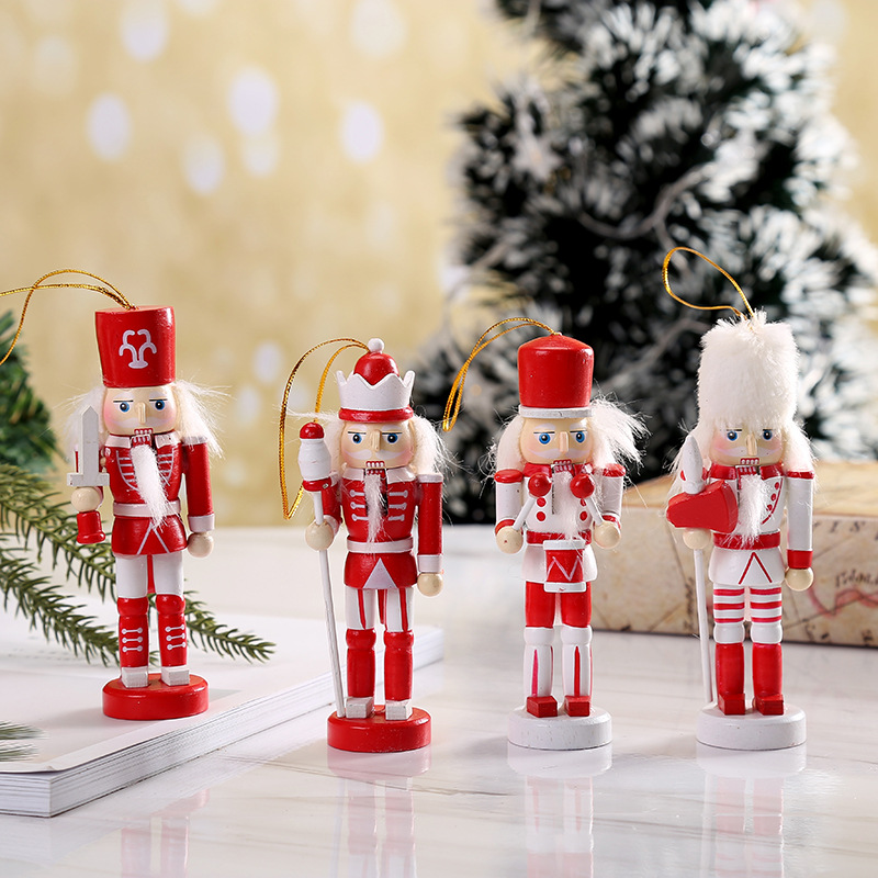 Picture of Cross-border Christmas Gift 12.5cm Wooden Nutcracker Soldier Small Tin Soldier Set Four Holiday Decorative Desktop Ornaments