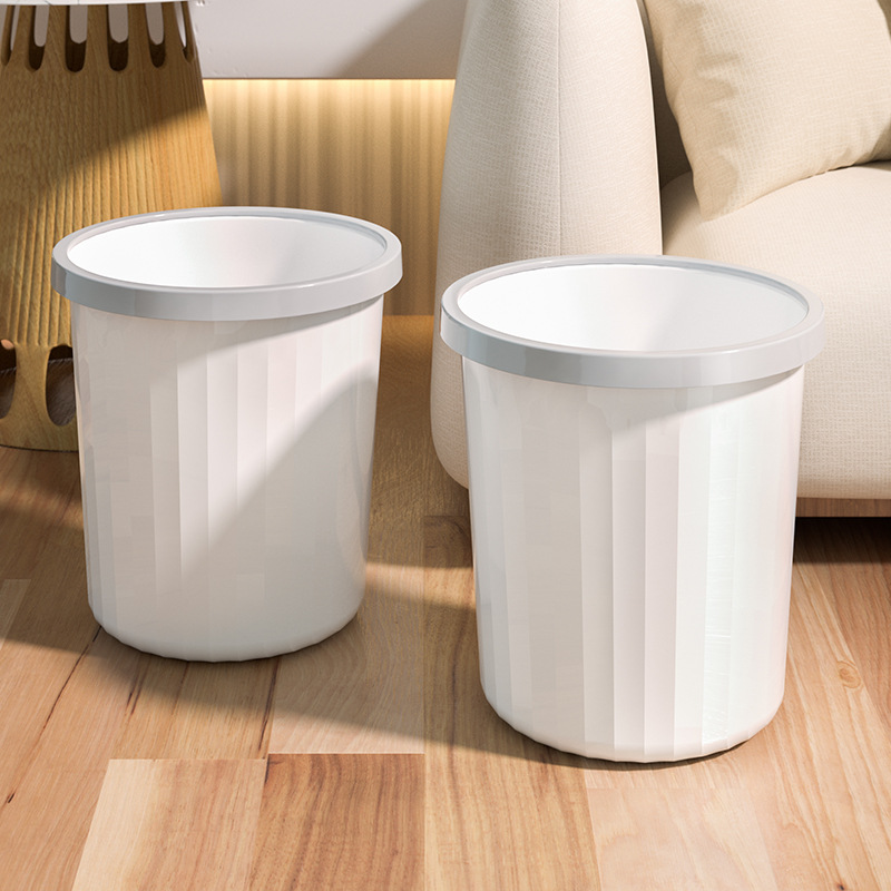 Trash Bin Home Living Room Bedroom Kitchen Toilet Large Capacity Office Coverless Trash Bin with Pressure Ring