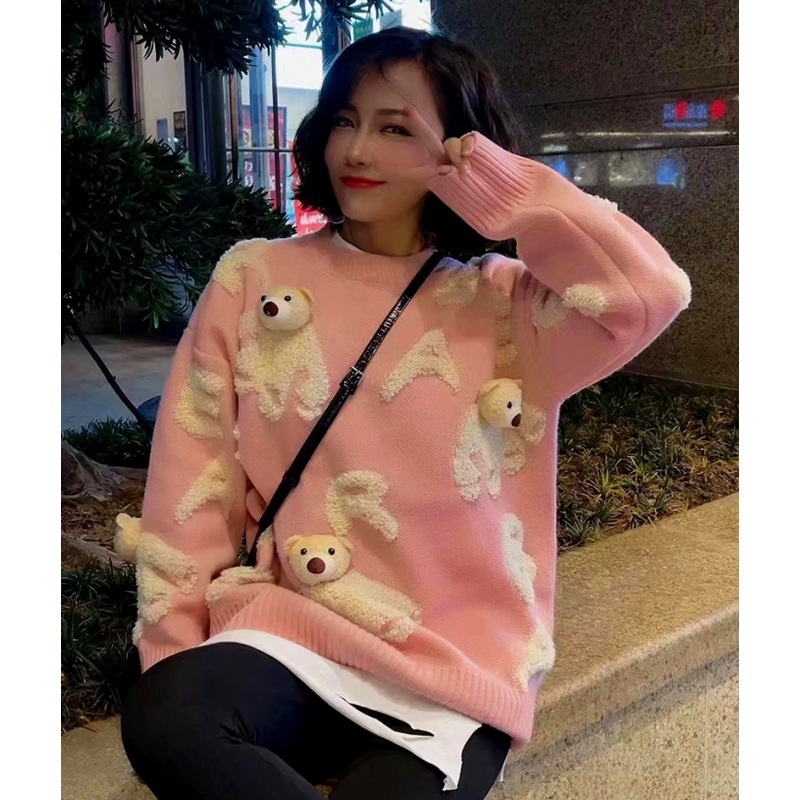 Picture of Korean style new bear sweater cute three-dimensional bear sweater women's pullover loose new western style sweater