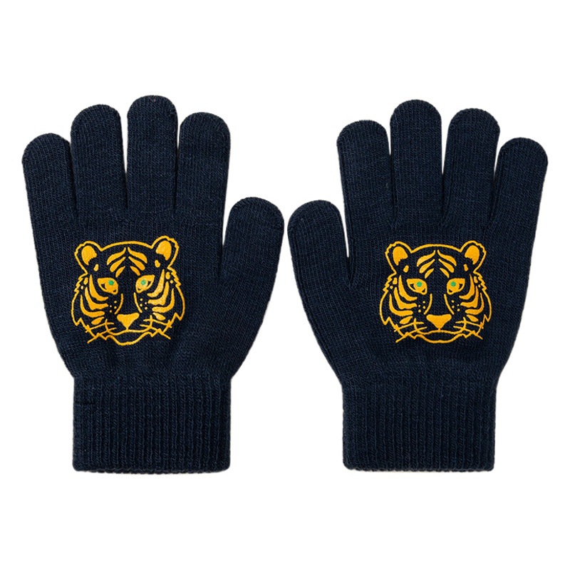 Children's Gloves Halloween Girls Winter Warm and Cold-Proof Split-Finger Cartoon Cute Male Thin Knitted Full-Finger Protection