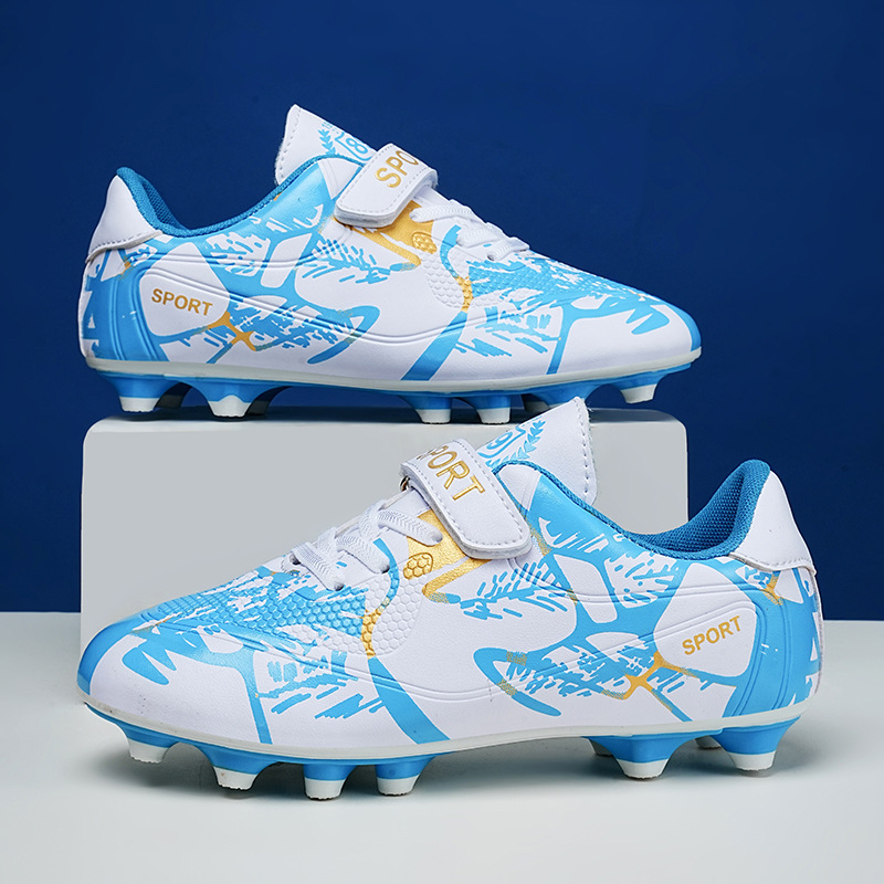 New 218 Children's Velcro Football Shoes Men's TF Broken Nails Primary School Girls Teenagers AG Long Nails Big Children's Shoes