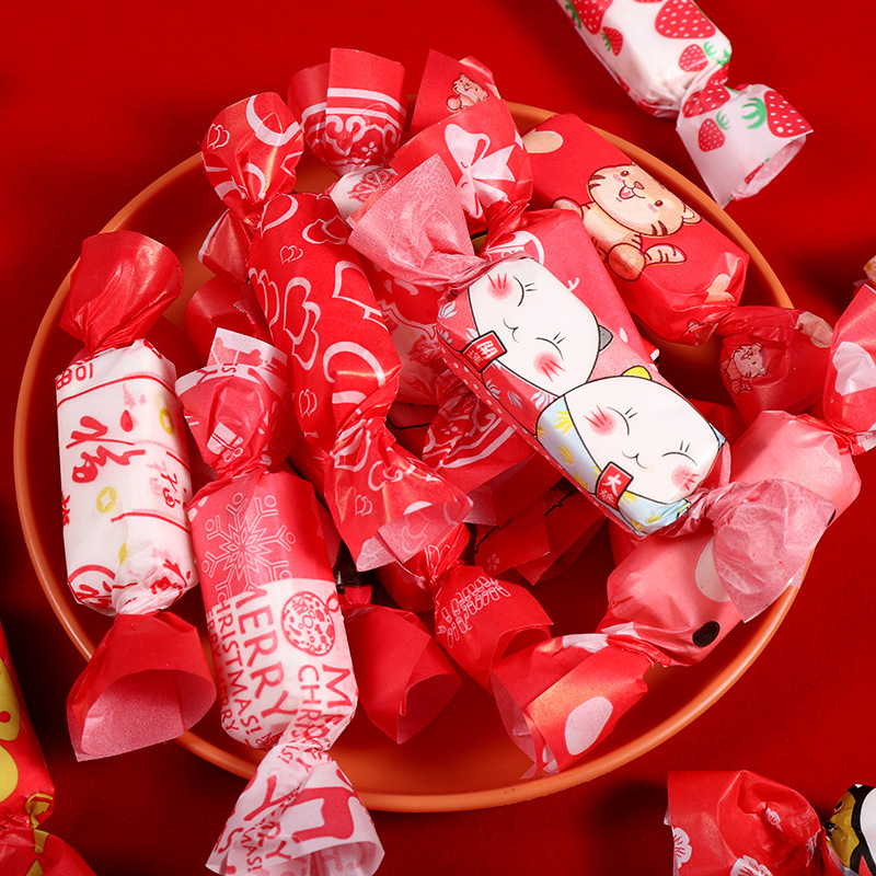 Picture of Nougat Wrapping Paper 100 Baking Handmade Cute Candy Paper Silicone Paper Self-sealing New Year's Sugar Paper Bag